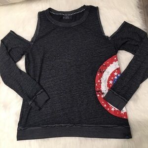 Marvel Hero Captain America Cold Shoulder T-Shirt